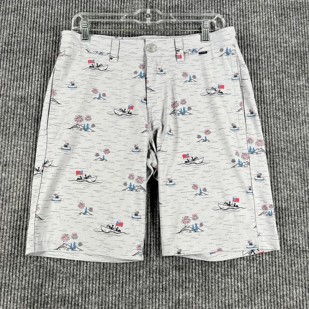 Travis Mathew Shorts Mens Size 30 Gray Geometric Chino Performance Outdoor